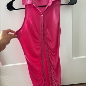 Pink Sleeveless Button-Up Dress